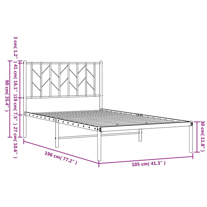 Giroletto con Testiera in Metallo Nero 100x190 cm 374431