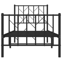 Giroletto con Testiera e Pediera Metallo Nero 75x190 cm 374445