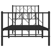 Giroletto con Testiera e Pediera Metallo Nero 80x200 cm 374446