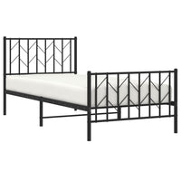 Giroletto con Testiera e Pediera-Struttura Letto Metallo Nero 90x190 cm 775191