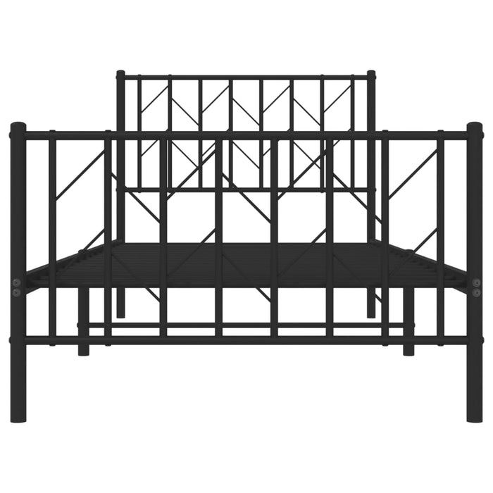Giroletto con Testiera e Pediera-Struttura Letto Metallo Nero 90x190 cm 775191