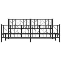 Giroletto con Testiera e Pediera Metallo Nero 193x203 cm 374461