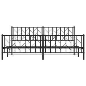 Giroletto con Testiera e Pediera Metallo Nero 193x203 cm 374461