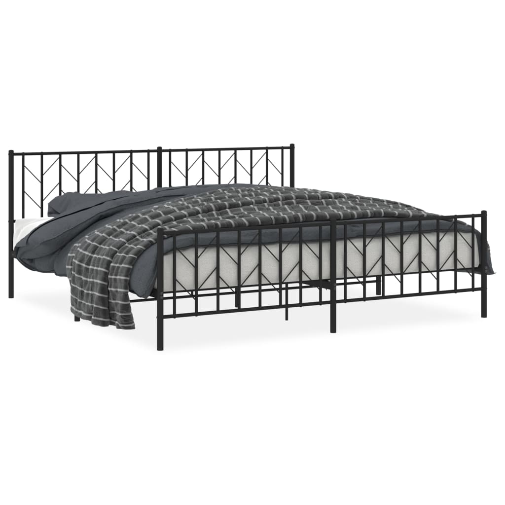 Giroletto con Testiera e Pediera-Struttura Letto Metallo Nero 200x200 cm 112655