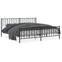 Giroletto con Testiera e Pediera-Struttura Letto Metallo Nero 200x200 cm 112655