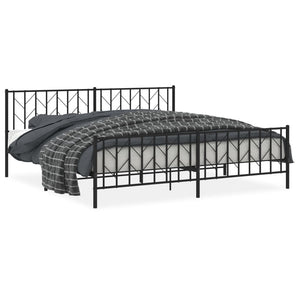 Giroletto con Testiera e Pediera-Struttura Letto Metallo Nero 200x200 cm 112655