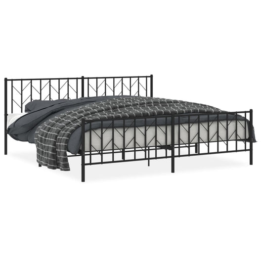 Giroletto con Testiera e Pediera-Struttura Letto Metallo Nero 200x200 cm 112655