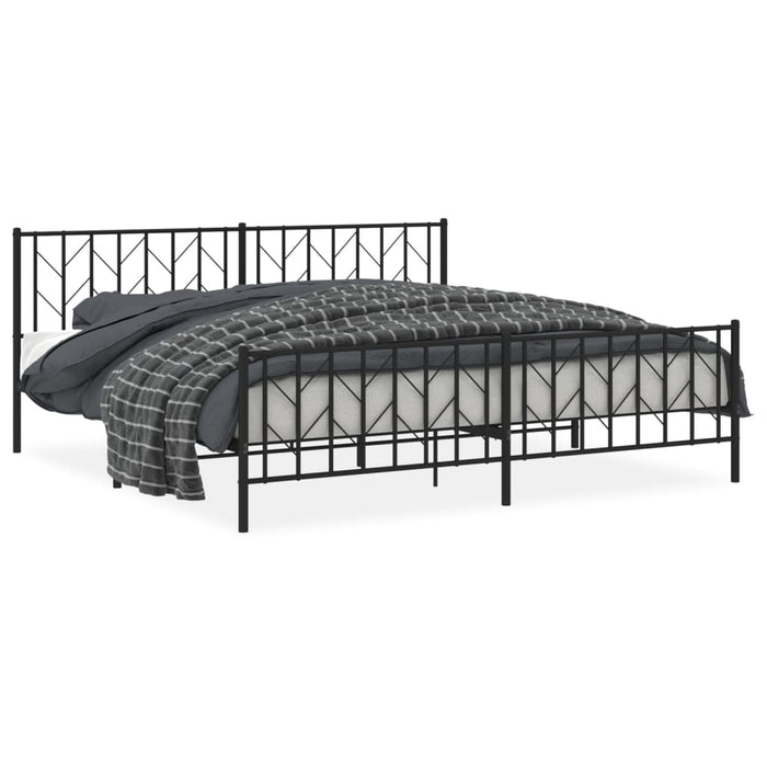 Giroletto con Testiera e Pediera-Struttura Letto Metallo Nero 200x200 cm 112655