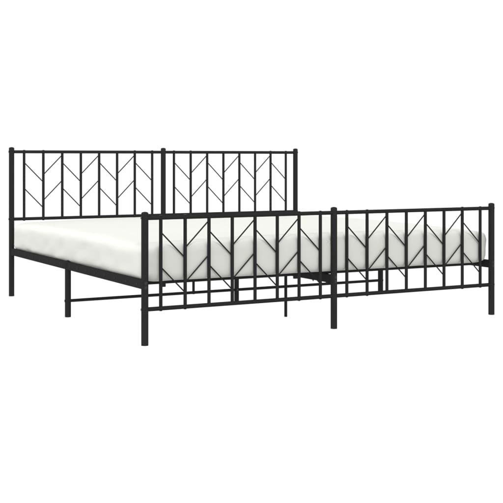 Giroletto con Testiera e Pediera-Struttura Letto Metallo Nero 200x200 cm 112655