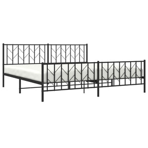 Giroletto con Testiera e Pediera-Struttura Letto Metallo Nero 200x200 cm 112655