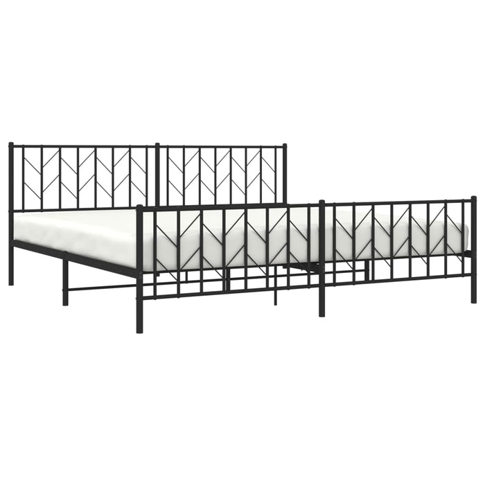 Giroletto con Testiera e Pediera-Struttura Letto Metallo Nero 200x200 cm 112655