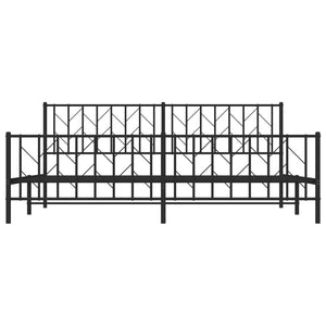 Giroletto con Testiera e Pediera-Struttura Letto Metallo Nero 200x200 cm 112655