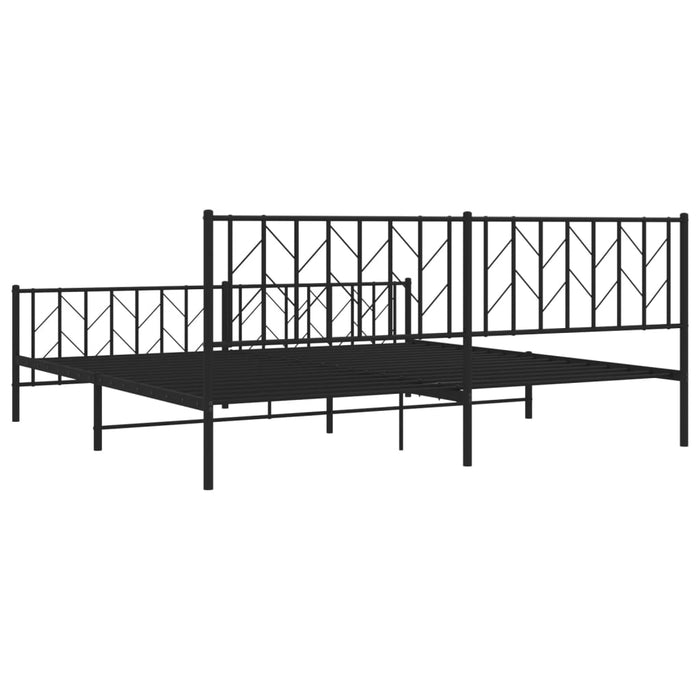 Giroletto con Testiera e Pediera-Struttura Letto Metallo Nero 200x200 cm 112655