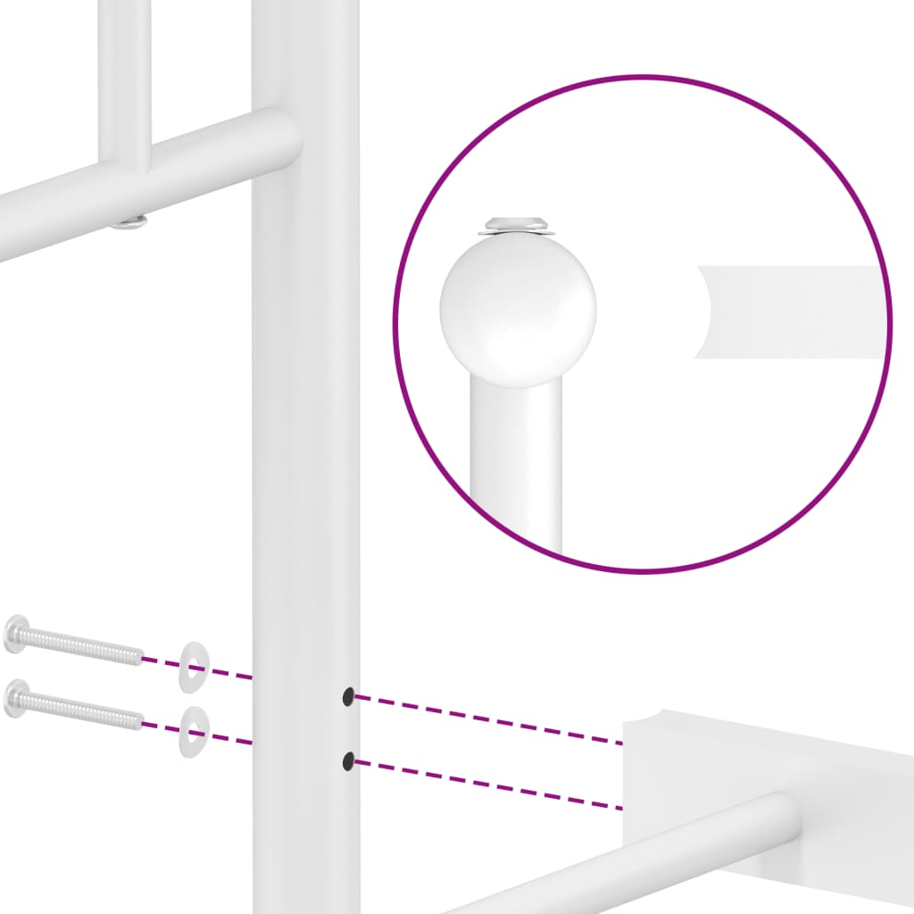 Giroletto senza Materaso con Testiera Metallo Bianco 75x190 cm 374476
