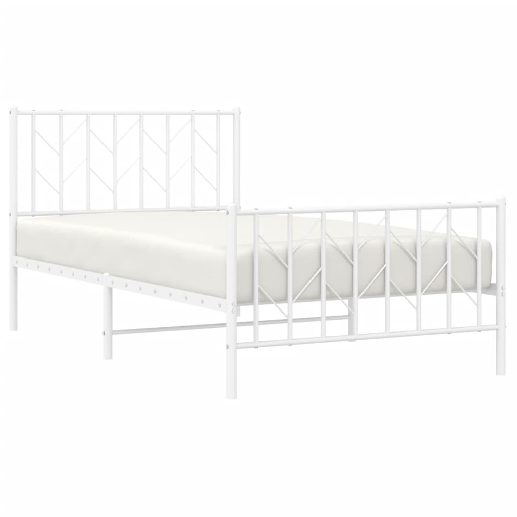 Giroletto con Testiera e Pediera-Struttura Letto Metallo Bianco 100x190 cm 501734