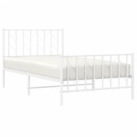 Giroletto con Testiera e Pediera-Struttura Letto Metallo Bianco 100x190 cm 501734