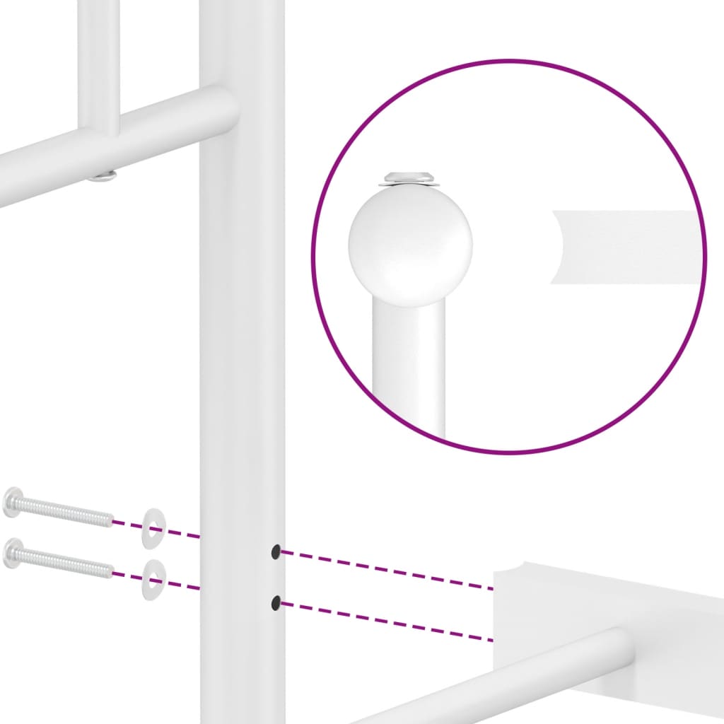 Giroletto con Testiera e Pediera Metallo Bianco 120x190 cm 374501