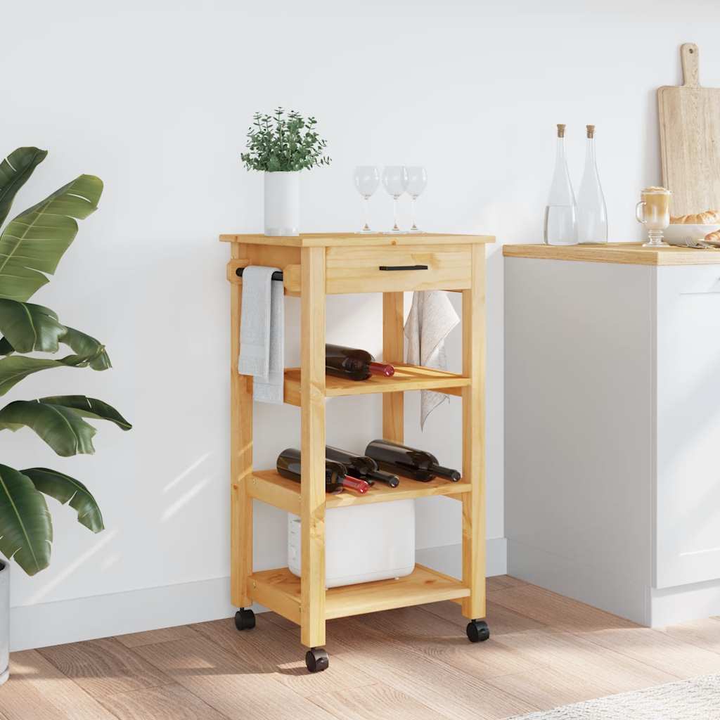 Carrello da Cucina-Scaffale per Cucina MONZA 48x40x88,5 cm in Legno Massello di Pino 507697