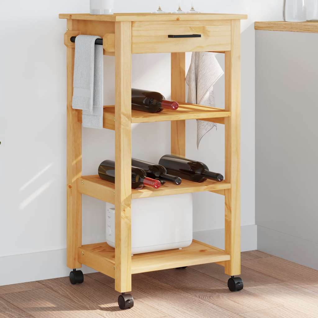 Carrello da Cucina-Scaffale per Cucina MONZA 48x40x88,5 cm in Legno Massello di Pino 507697