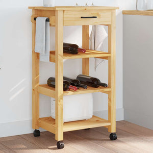Carrello da Cucina-Scaffale per Cucina MONZA 48x40x88,5 cm in Legno Massello di Pino 507697