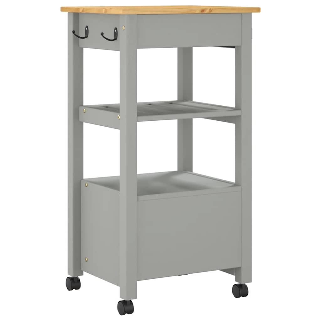 Carrello da Cucina-Scaffale per Cucina MONZA 48x40x88,5 cm in Legno Massello di Pino 701165
