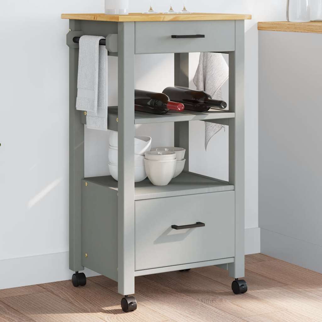 Carrello da Cucina MONZA 48x40x90 cm in Legno Massello di Pino 376083