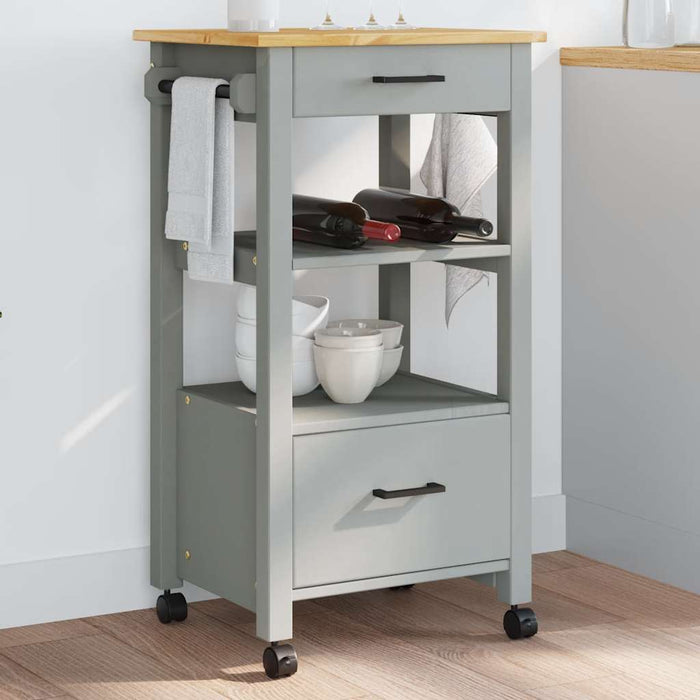 Carrello da Cucina MONZA 48x40x90 cm in Legno Massello di Pino 376083