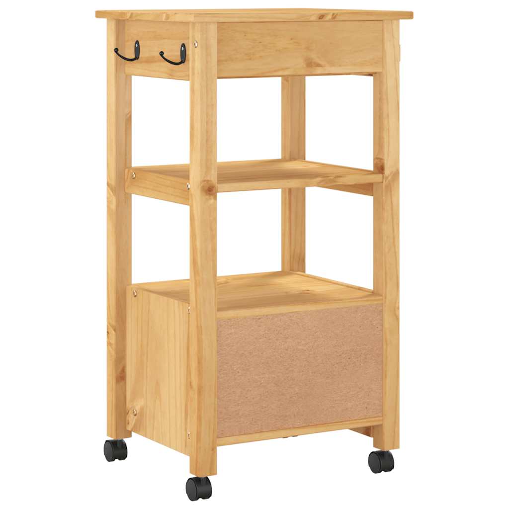 Carrello da Cucina MONZA 48x40x90 cm in Legno Massello di Pino 376085