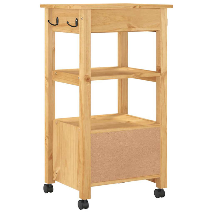 Carrello da Cucina MONZA 48x40x90 cm in Legno Massello di Pino 376085