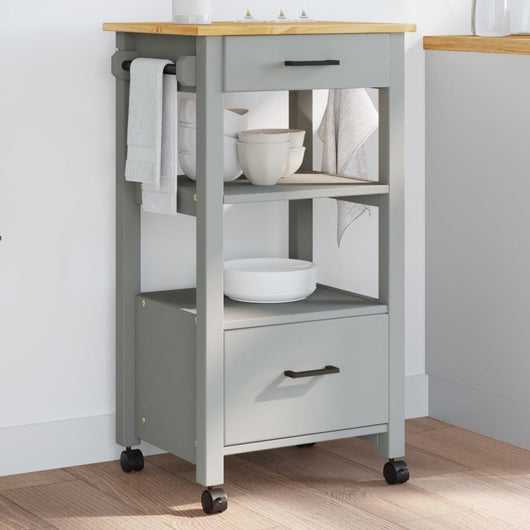 Carrello da Cucina MONZA 48x40x90 cm in Legno Massello di Pino 376086