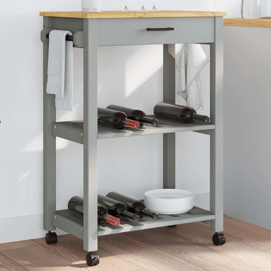 Carrello da Cucina-Scaffale per Cucina MONZA 60x40x88,5 cm in Legno Massello di Pino 889126
