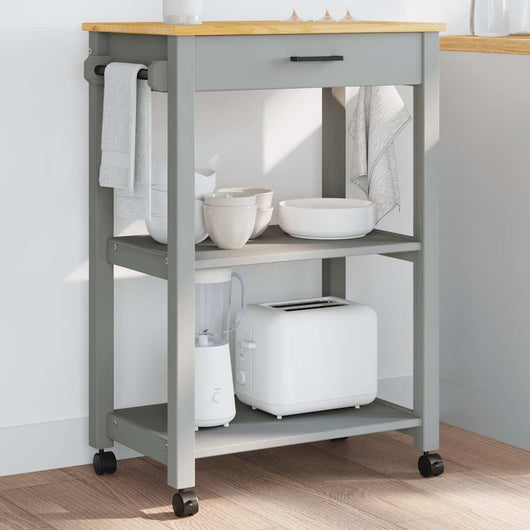 Carrello da Cucina-Scaffale per Cucina MONZA 60x40x88,5 cm in Legno Massello di Pino 680788