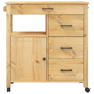 Carrello da Cucina-Scaffale per Cucina MONZA 84x40x88,5 cm in Legno Massello di Pino 595666
