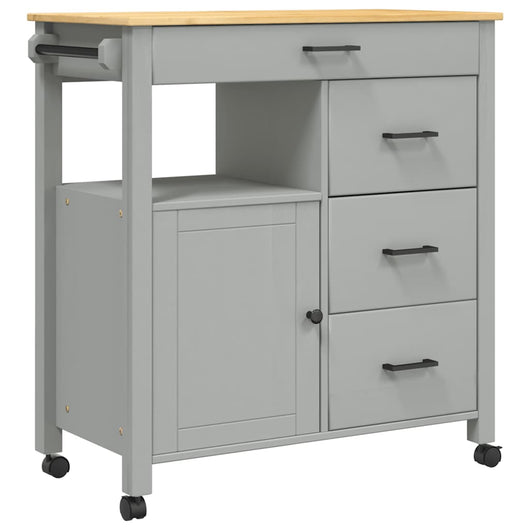 Carrello da Cucina MONZA 84x40x90 cm in Legno Massello di Pino 376110