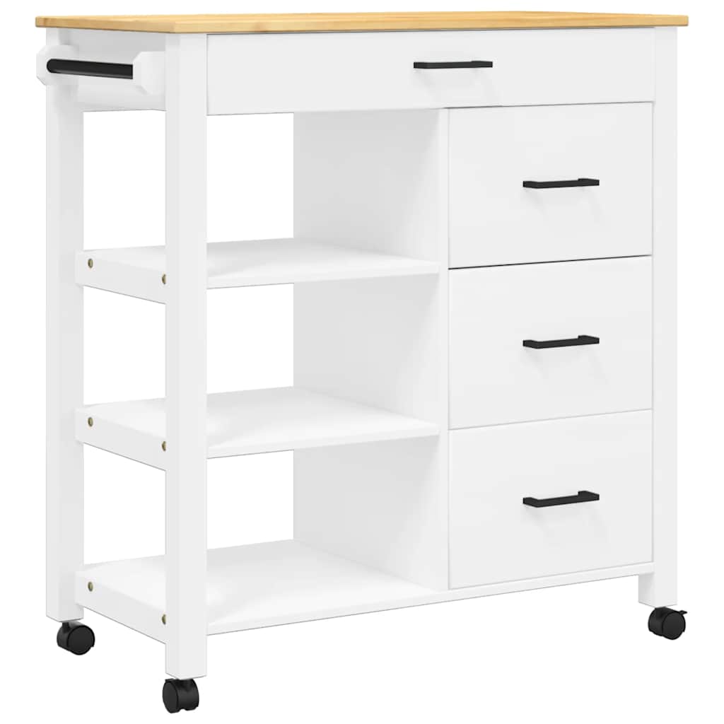 Carrello da Cucina-Scaffale per Cucina MONZA 84x40x88,5 cm in Legno Massello di Pino 473588