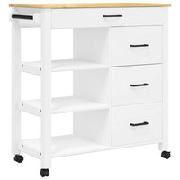 Carrello da Cucina-Scaffale per Cucina MONZA 84x40x88,5 cm in Legno Massello di Pino 473588