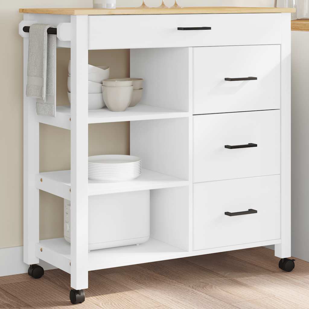 Carrello da Cucina-Scaffale per Cucina MONZA 84x40x88,5 cm in Legno Massello di Pino 473588