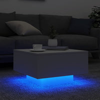 Tavolino da Soggiorno con Luci LED Bianco 55x55x31 cm 836574