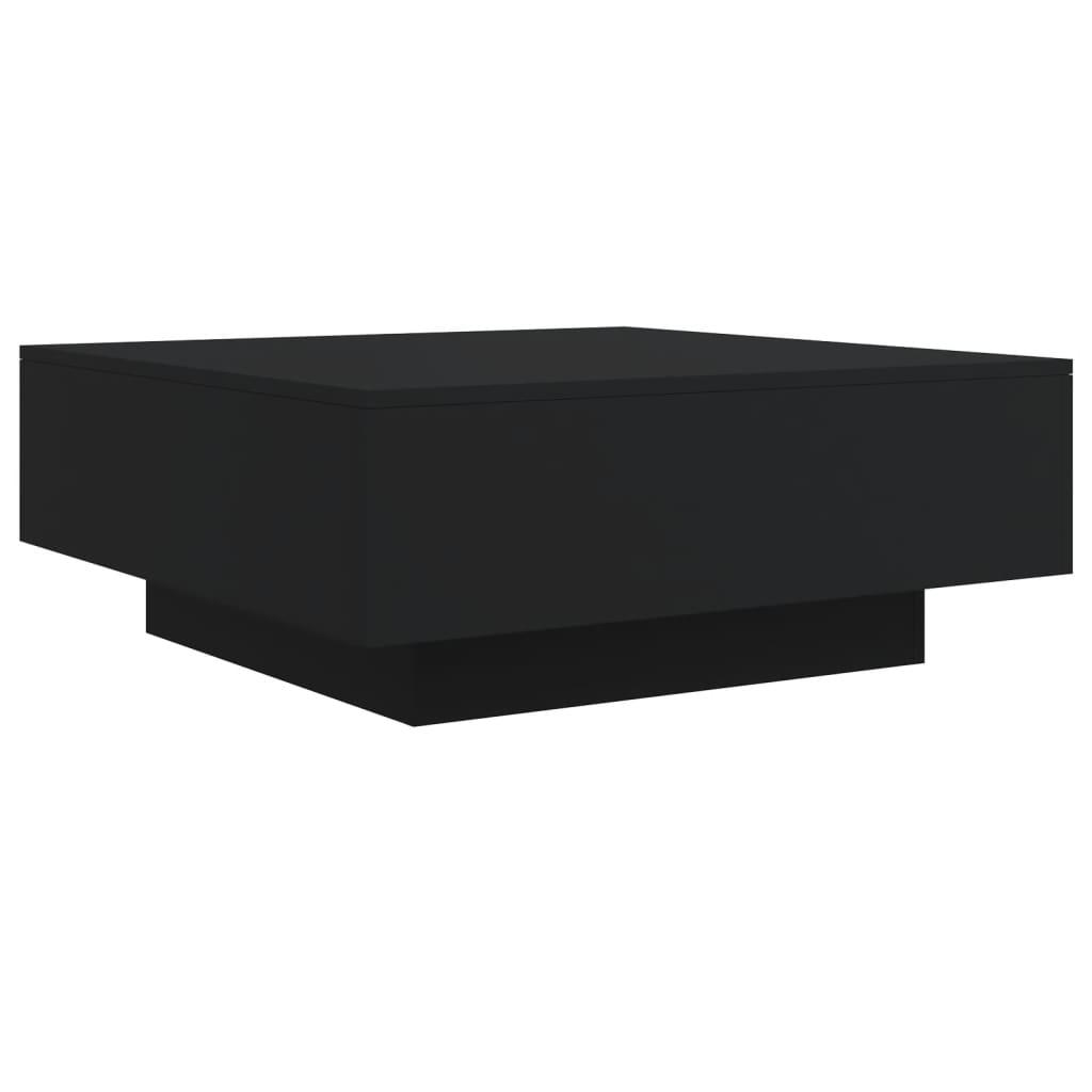 Tavolino da Soggiorno con Luci LED Nero 80x80x31 cm 836589