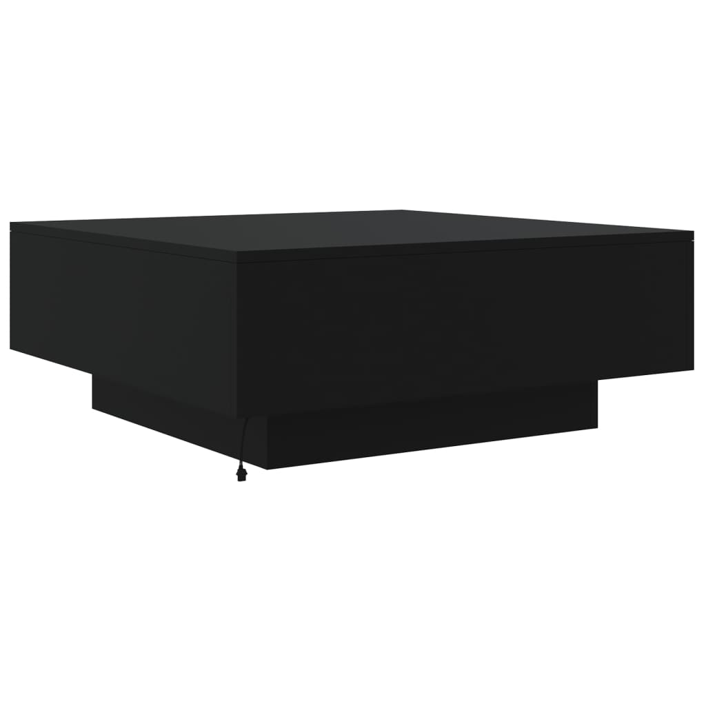 Tavolino da Soggiorno con Luci LED Nero 80x80x31 cm 836589