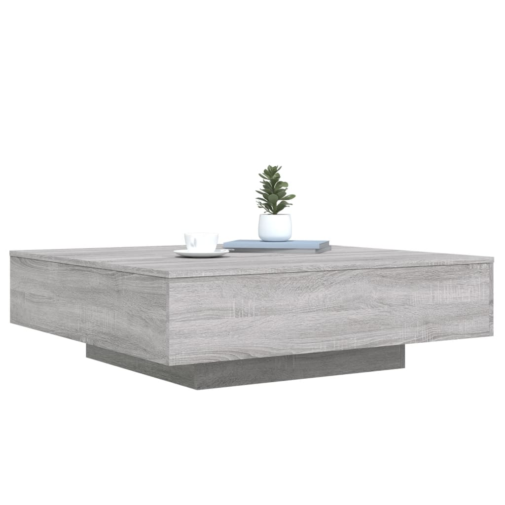 Tavolino da Soggiorno con Luci LED Grigio Sonoma 100x100x31 cm 836607