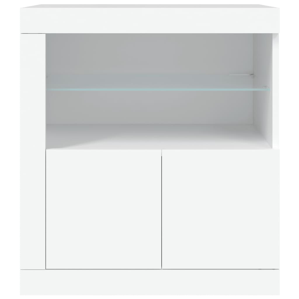 Credenza con Luci -Buffet-Armadio da cucina Bianca 60,5x37x67 cm