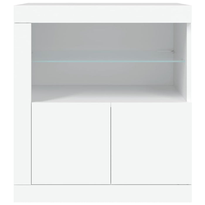 Credenza con Luci -Buffet-Armadio da cucina Bianca 60,5x37x67 cm