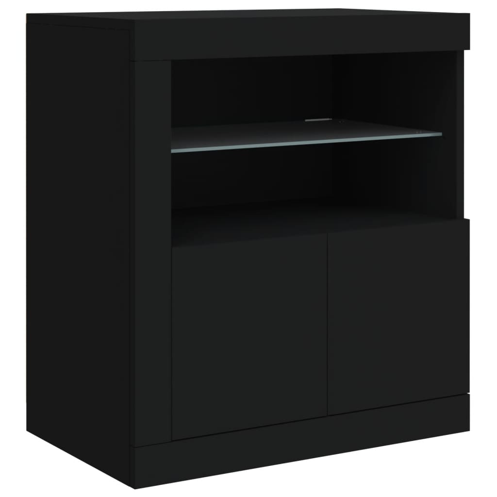 Credenza con Luci LED Nera 60,5x37x67 cm 836617