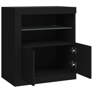 Credenza con Luci LED Nera 60,5x37x67 cm 836617