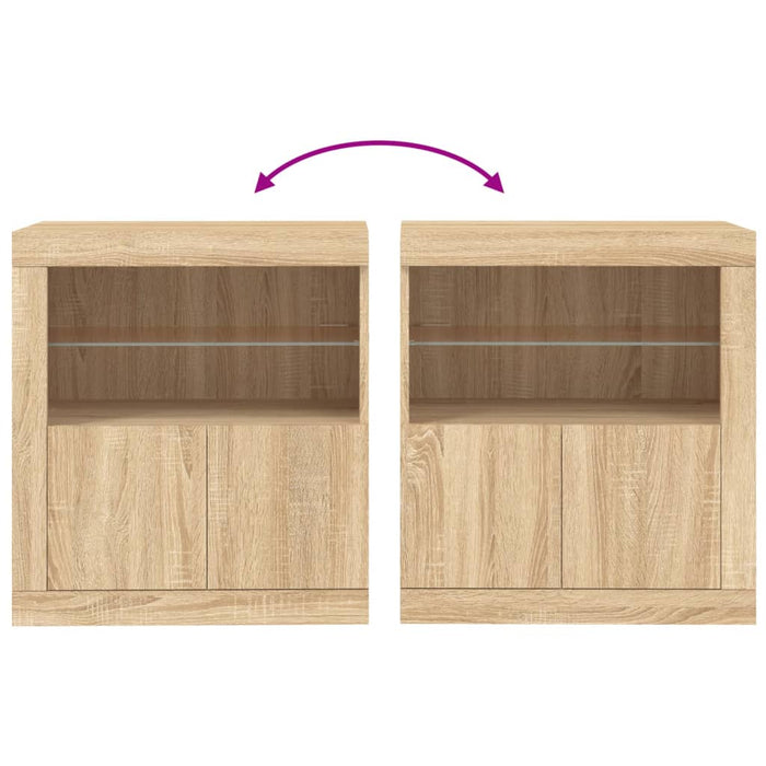 Credenza con Luci LED Rovere Sonoma 60,5x37x67 cm 836618