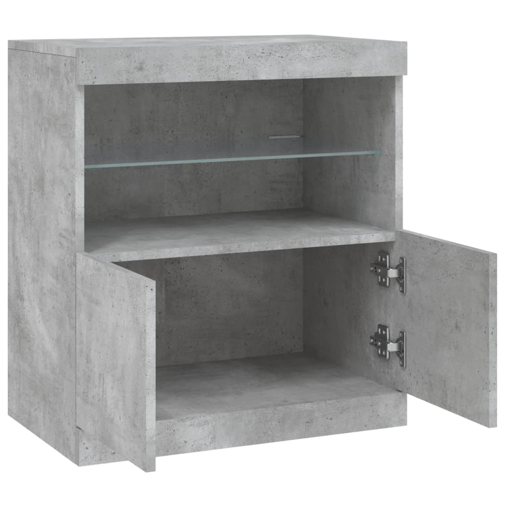 Credenza con Luci LED Grigio Cemento 60,5x37x67 cm 836619