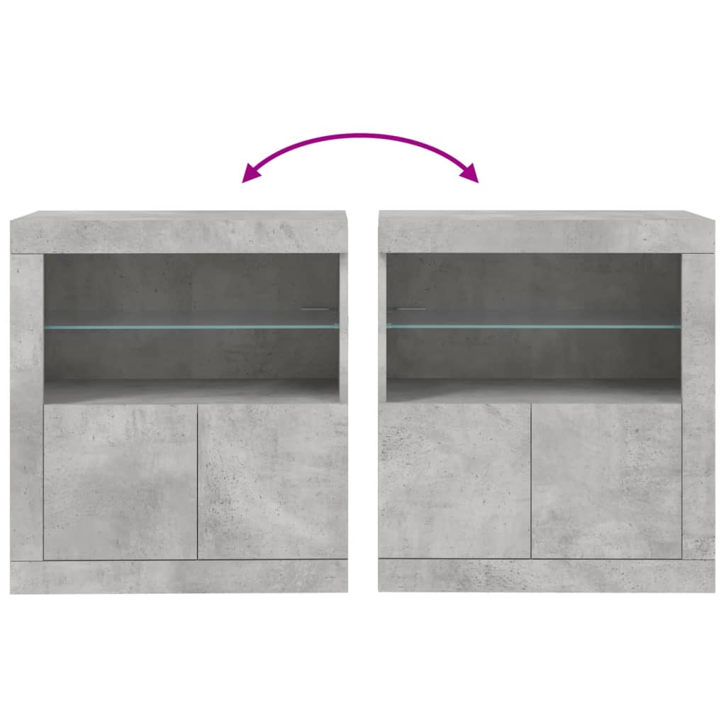 Credenza con Luci LED Grigio Cemento 60,5x37x67 cm 836619