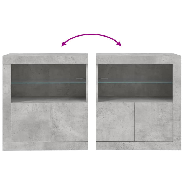 Credenza con Luci LED Grigio Cemento 60,5x37x67 cm 836619