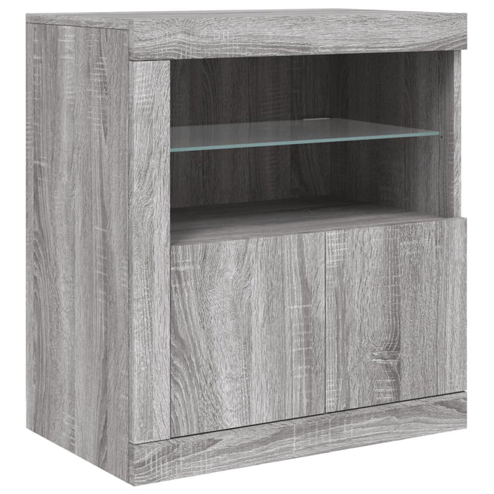 Credenza con Luci LED Grigio Sonoma 60,5x37x67 cm 836621